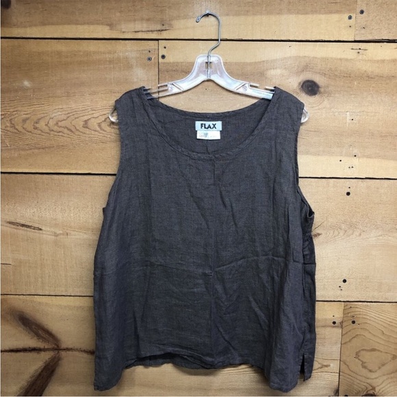 Flax Tops - Flax Women's Dark Brown Tank Top 100% linen